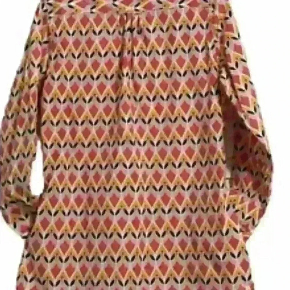 Tizzies Tunic Top Flip Cuff Pink Orange Blue White Side Pockets Size Medium - Picture 2 of 5